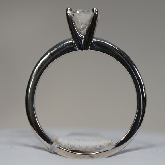 14KW Solitaire Genuine Diamond Engagement Ring - Picture 5 of 9